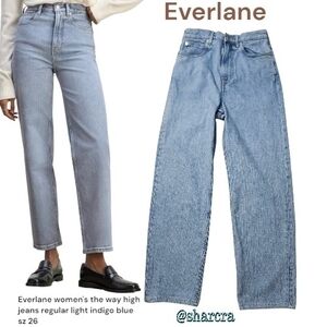 Everlane women's the way high jeans In regular HR light indigo blue Denim sz 26